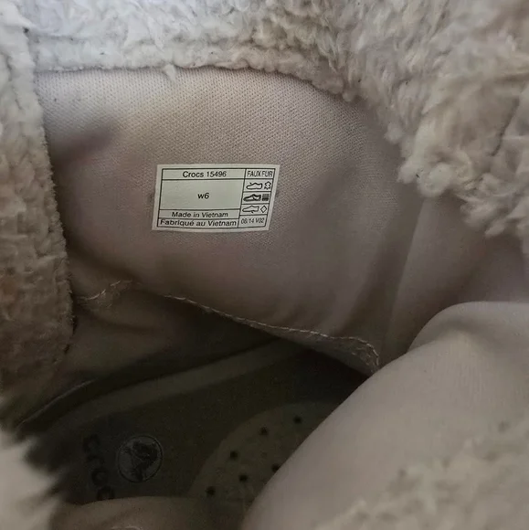 CROCS Women's Adela Foldover Fuzz Suede Booties Pink Poppy/Yellow Stucco/Navy - Picture 16 of 16